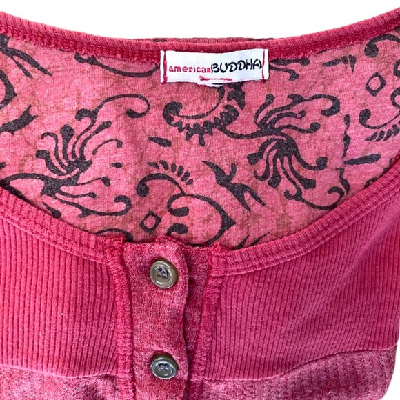America Buddha Long Sleeve Yoga Meditate Pullover Button Front Top Sz S #04 - Picture 6 of 9